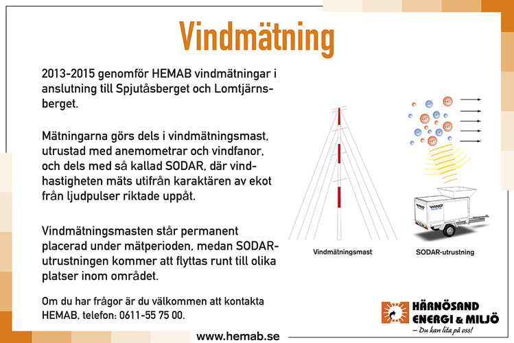 Information om vindmätningar på Spjutåsberget. Klicka på bilden för att öppna den i pdf.